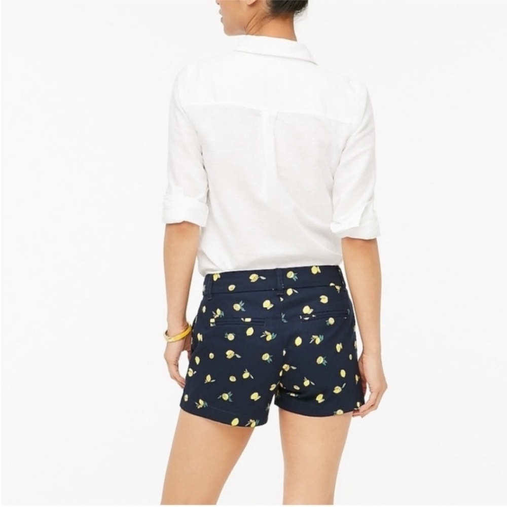 J.Crew Lemon Print Chino Shorts 5” Inseam Navy Yellow NWT Size 4 Summer Preppy - Picture 3 of 6